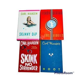 Carl Hiaasen Lot Of 4 Hard Cover Books Skinny Dip Hoot Stormy Weather Skink